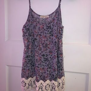 Purple Tank Top with Tan Lace Accent, Size Medium